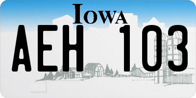 IA license plate AEH103