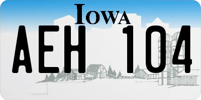 IA license plate AEH104