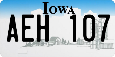 IA license plate AEH107