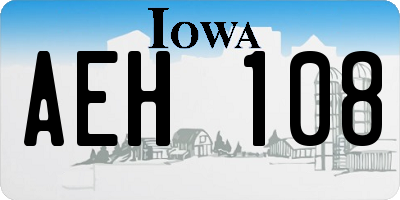 IA license plate AEH108