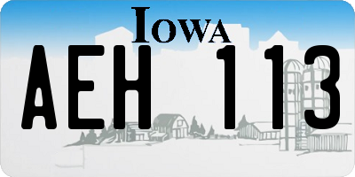 IA license plate AEH113