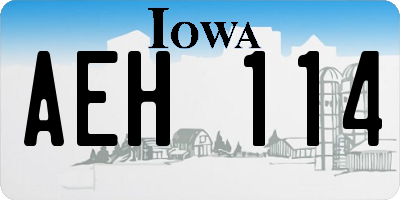 IA license plate AEH114