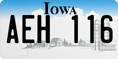 IA license plate AEH116