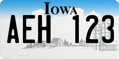 IA license plate AEH123