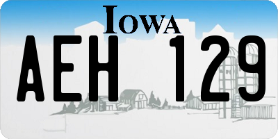 IA license plate AEH129