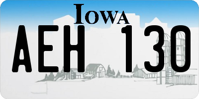 IA license plate AEH130