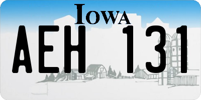 IA license plate AEH131