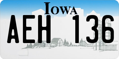 IA license plate AEH136