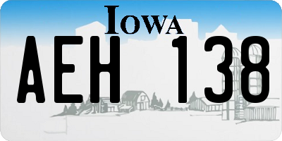 IA license plate AEH138