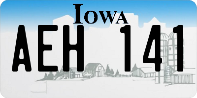 IA license plate AEH141