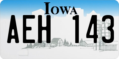 IA license plate AEH143