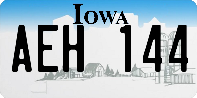 IA license plate AEH144