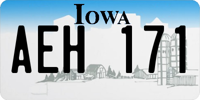 IA license plate AEH171