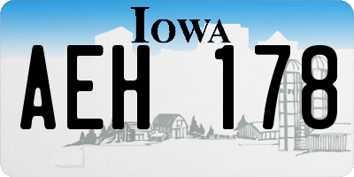 IA license plate AEH178