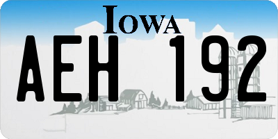 IA license plate AEH192