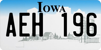 IA license plate AEH196
