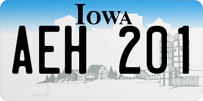 IA license plate AEH201