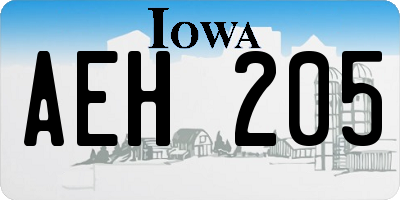 IA license plate AEH205