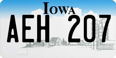 IA license plate AEH207
