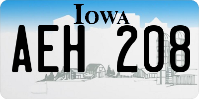 IA license plate AEH208