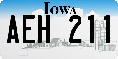 IA license plate AEH211