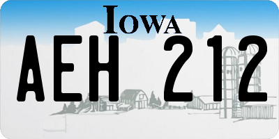 IA license plate AEH212