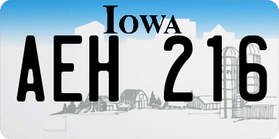 IA license plate AEH216
