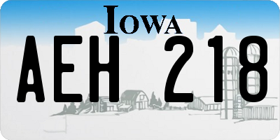 IA license plate AEH218