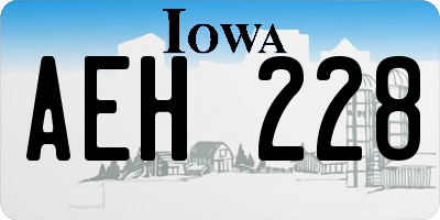 IA license plate AEH228