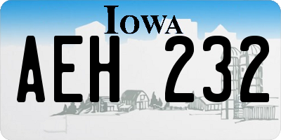 IA license plate AEH232