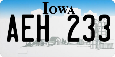 IA license plate AEH233