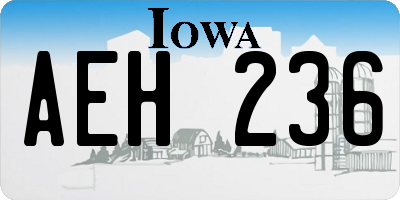 IA license plate AEH236