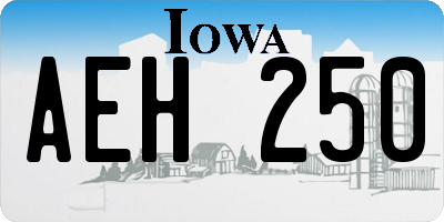 IA license plate AEH250