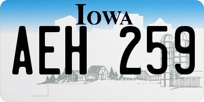 IA license plate AEH259