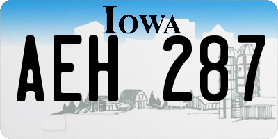 IA license plate AEH287