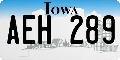 IA license plate AEH289