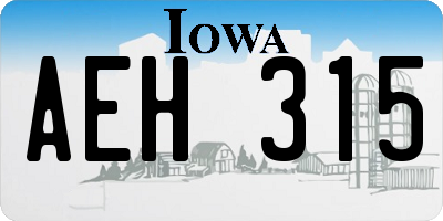 IA license plate AEH315