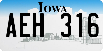 IA license plate AEH316