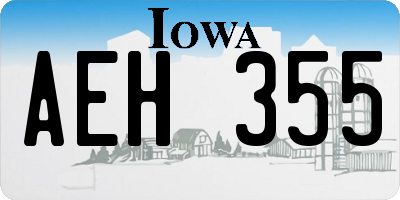 IA license plate AEH355