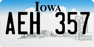 IA license plate AEH357