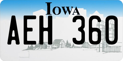 IA license plate AEH360