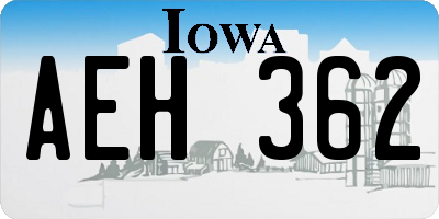 IA license plate AEH362