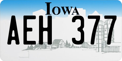 IA license plate AEH377