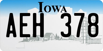 IA license plate AEH378