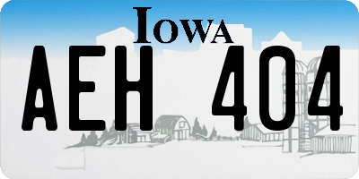 IA license plate AEH404