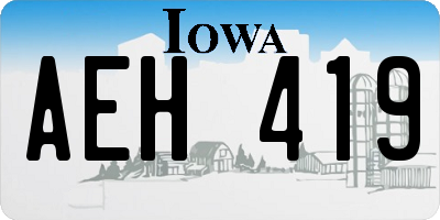 IA license plate AEH419