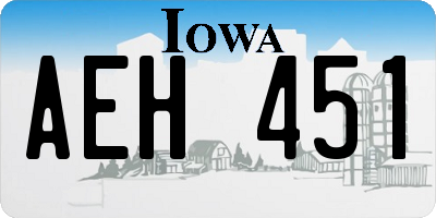 IA license plate AEH451