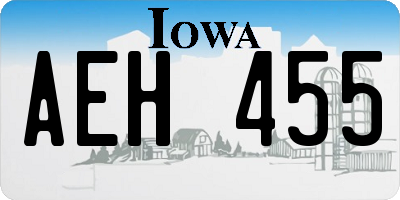 IA license plate AEH455