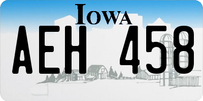 IA license plate AEH458