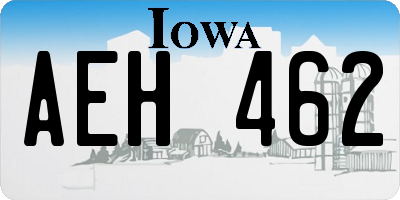 IA license plate AEH462